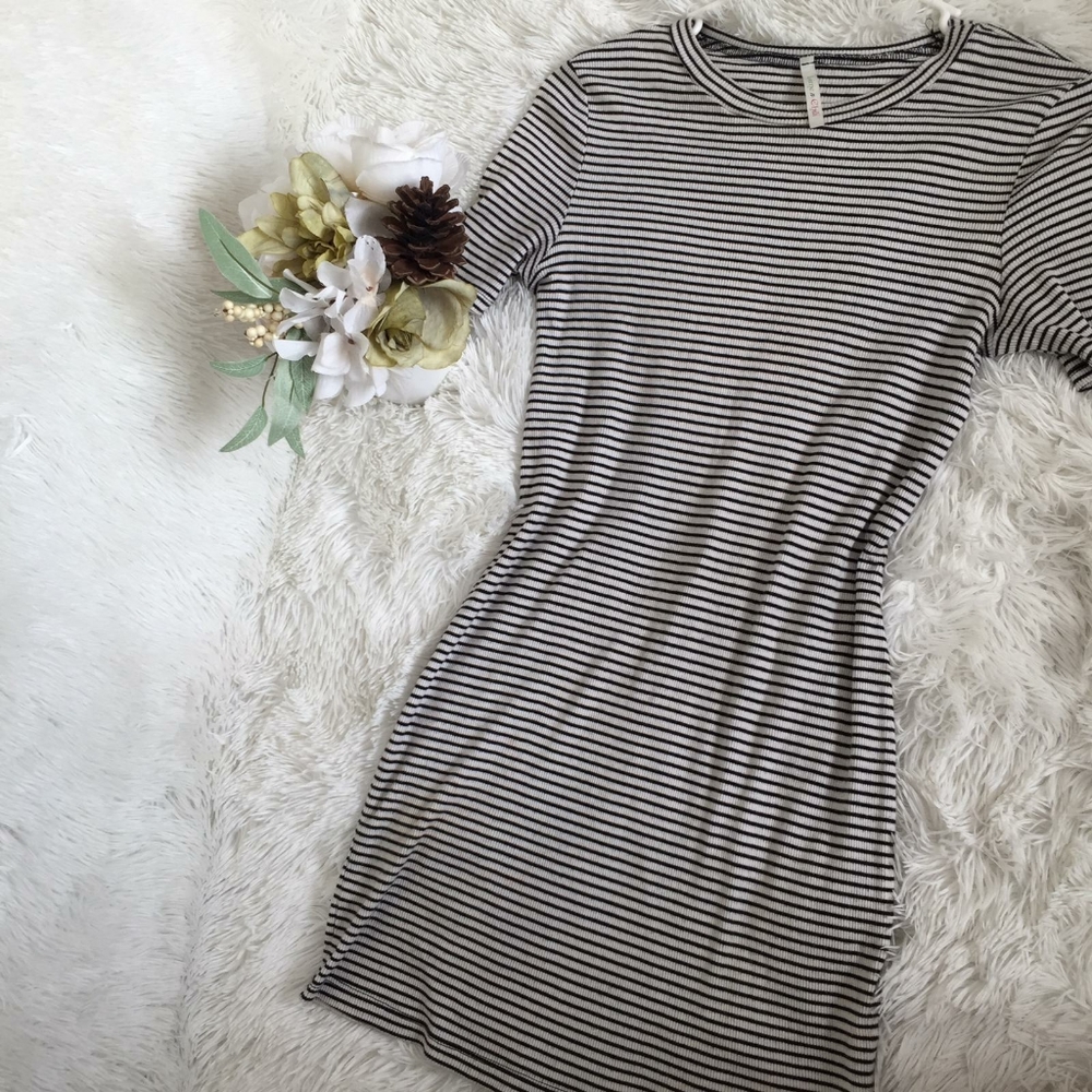 Black and white striped dress